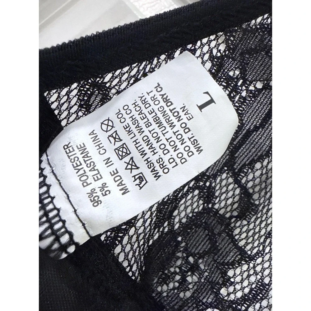 Black Lace Sheer Mesh Halter Neck Long Nightgown Lingerie Dress Large